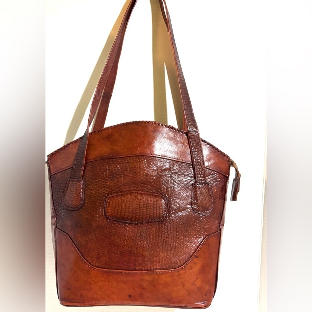 Vintage handmade Elegant Brown Leather Tote Bag